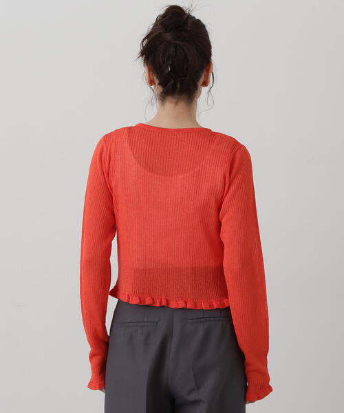 N.（N. Natural Beauty Basic）（エヌエヌナチュラルビューティーベーシック）の「◆シアーシャインリブカーディガン（カーディガン/ボレロ・レディース・ブラック系その他/オフホワイト/ライトグリーン/オレンジ・MEDIUM）」の8枚目の写真