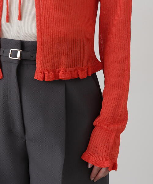 N.（N. Natural Beauty Basic）（エヌエヌナチュラルビューティーベーシック）の「◆シアーシャインリブカーディガン（カーディガン/ボレロ・レディース・ブラック系その他/オフホワイト/ライトグリーン/オレンジ・MEDIUM）」の5枚目の写真