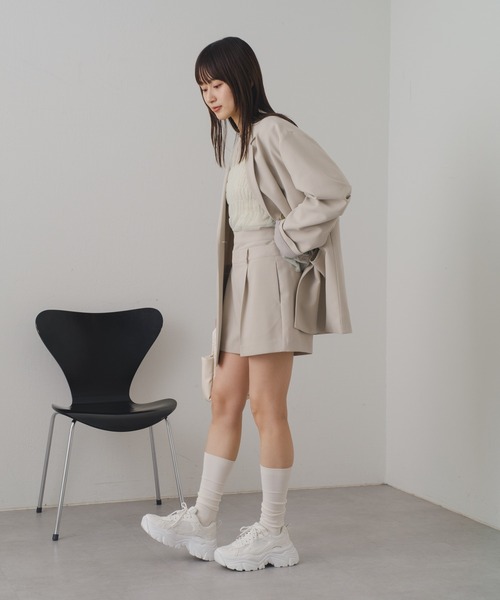 Kastane(カスタネ)の「【2024SSアイテム/SET UP対応】ダブルウエストショートパンツ(その他パンツ・レディース・アイボリー/ブラック・FREE)」の7枚目の写真