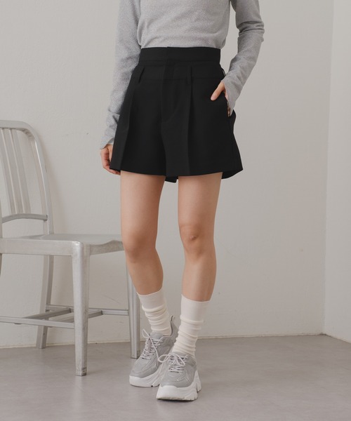 Kastane(カスタネ)の「【2024SSアイテム/SET UP対応】ダブルウエストショートパンツ(その他パンツ・レディース・アイボリー/ブラック・FREE)」の8枚目の写真