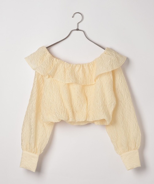 Heather(ヘザー)の「エンボスオフショルブラウス 111451(シャツ/ブラウス・レディース・ホワイト/ブラック/イエロー・FREE)」の4枚目の写真