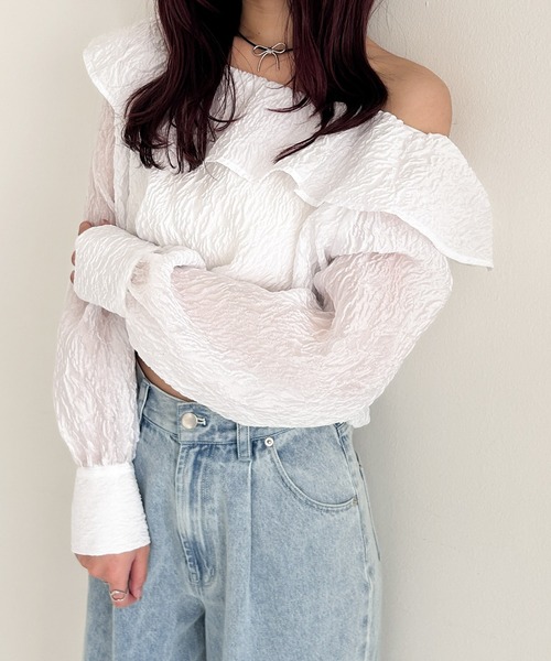 Heather(ヘザー)の「エンボスオフショルブラウス 111451(シャツ/ブラウス・レディース・ホワイト/ブラック/イエロー・FREE)」の17枚目の写真