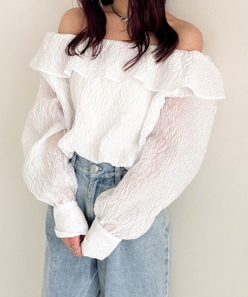 Heather(ヘザー)の「エンボスオフショルブラウス 111451(シャツ/ブラウス・レディース・ホワイト/ブラック/イエロー・FREE)」の15枚目の写真