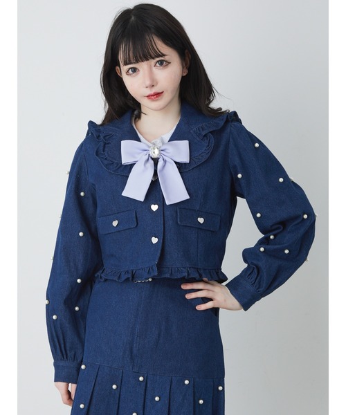 Ank Rouge(アンクルージュ)の「お袖パールデニムジャケット(デニムジャケット・レディース・ブルー/ブラック/ネイビー・M)」の13枚目の写真