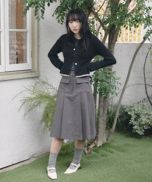 GIUNON（ジウノン）の「double pocket pleated skirt / ダブルポケットプリーツスカート（スカート・レディース・グレー/ブラック・FREE）」の17枚目の写真