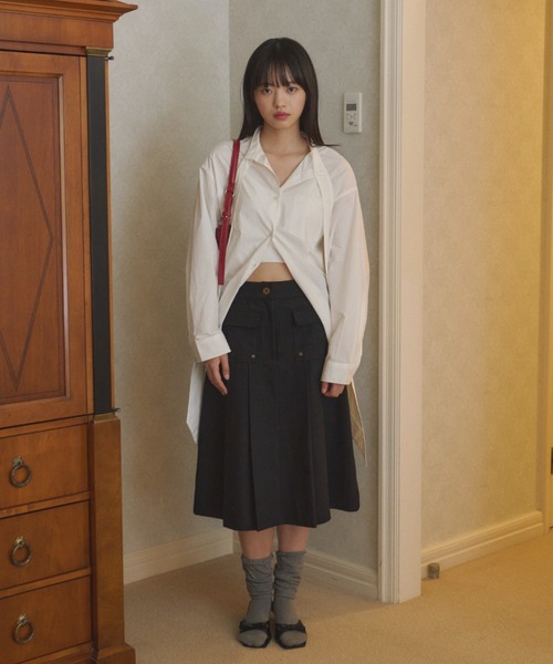 GIUNON（ジウノン）の「double pocket pleated skirt / ダブルポケットプリーツスカート（スカート・レディース・グレー/ブラック・FREE）」の12枚目の写真