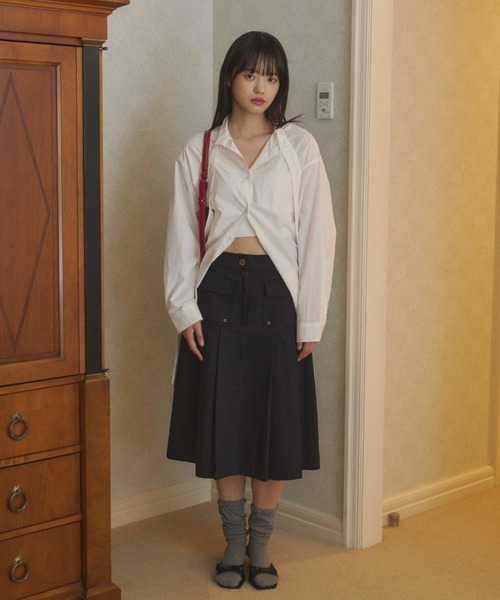 GIUNON（ジウノン）の「double pocket pleated skirt / ダブルポケットプリーツスカート（スカート・レディース・グレー/ブラック・FREE）」の11枚目の写真