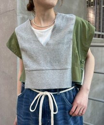 【etsinta/エシンタ】リメイクワッフルクロップドベスト