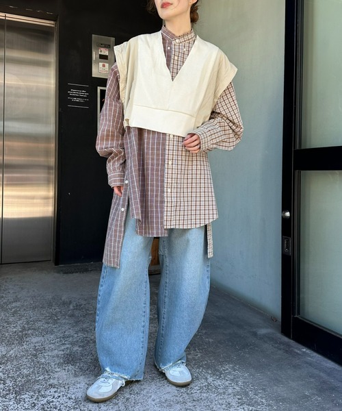 etsinta（エシンタ）の「【etsinta/エシンタ】リメイクワッフルクロップドベスト（ベスト・レディース・グレー/オフホワイト/ブラック・ONE SIZE）」の6枚目の写真