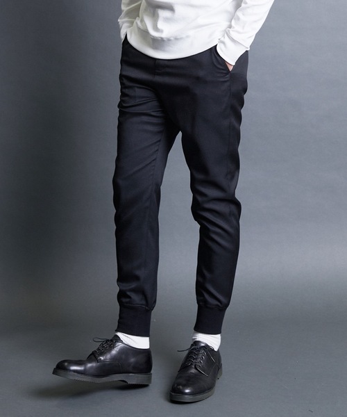 Magine（マージン）の「T/W　TWILL RIB PANTS:ウール混 ツイル 裾リブ シャーリングパンツ（その他パンツ・メンズ・ネイビー/グレー/ブラック・44/48/46）」の2枚目の写真
