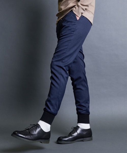 Magine（マージン）の「T/W　TWILL RIB PANTS:ウール混 ツイル 裾リブ シャーリングパンツ（その他パンツ・メンズ・ネイビー/グレー/ブラック・44/48/46）」の12枚目の写真