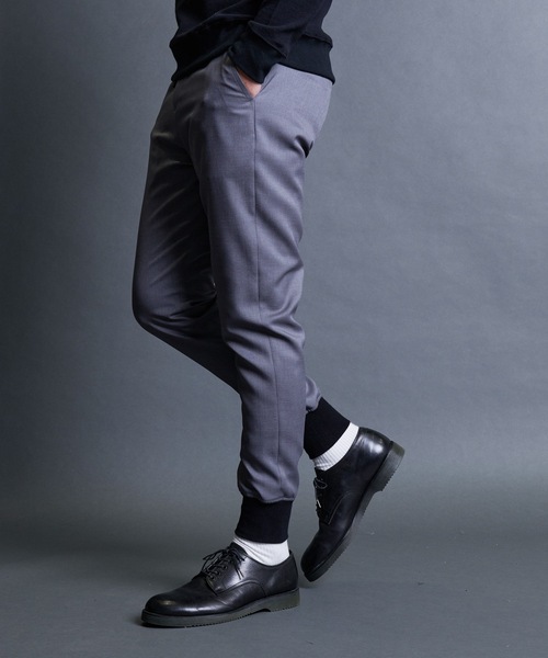 Magine（マージン）の「T/W　TWILL RIB PANTS:ウール混 ツイル 裾リブ シャーリングパンツ（その他パンツ・メンズ・ネイビー/グレー/ブラック・44/48/46）」の9枚目の写真