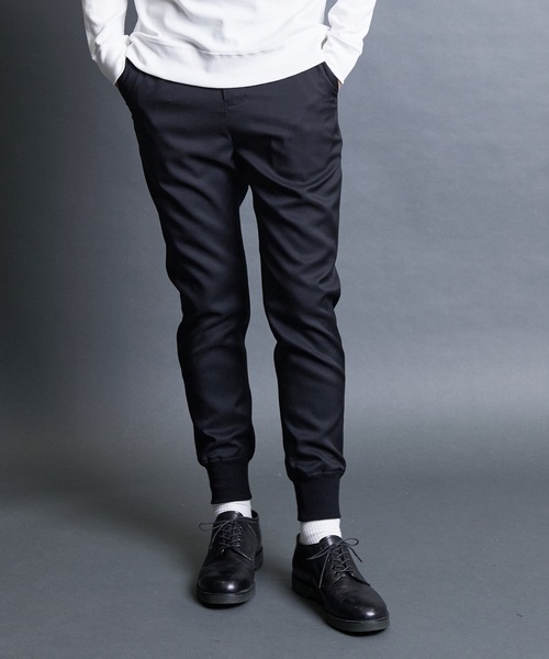 Magine（マージン）の「T/W　TWILL RIB PANTS:ウール混 ツイル 裾リブ シャーリングパンツ（その他パンツ・メンズ・ネイビー/グレー/ブラック・44/48/46）」の4枚目の写真