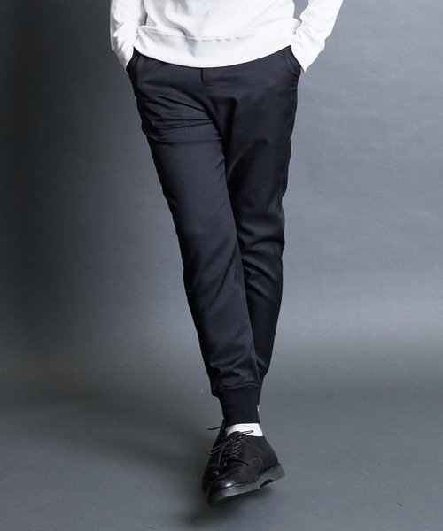 Magine（マージン）の「T/W　TWILL RIB PANTS:ウール混 ツイル 裾リブ シャーリングパンツ（その他パンツ・メンズ・ネイビー/グレー/ブラック・44/48/46）」の5枚目の写真