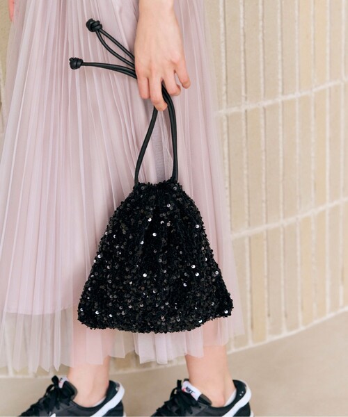 grove(グローブ)の「◆スパンコール巾着ショルダー(ショルダーバッグ・レディース・ネイビー系3/グレー系3/ブラック系3・00)」の2枚目の写真