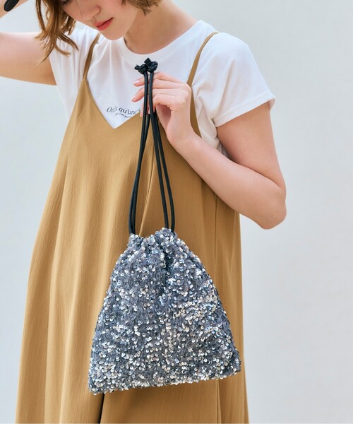 grove(グローブ)の「◆スパンコール巾着ショルダー(ショルダーバッグ・レディース・ネイビー系3/グレー系3/ブラック系3・00)」の1枚目の写真