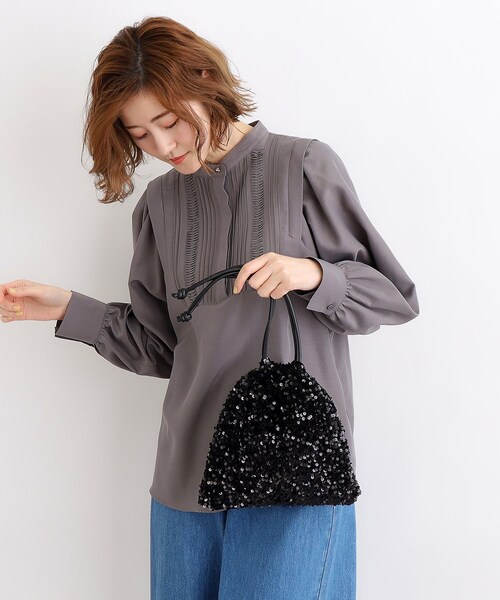 grove(グローブ)の「◆スパンコール巾着ショルダー(ショルダーバッグ・レディース・ネイビー系3/グレー系3/ブラック系3・00)」の4枚目の写真