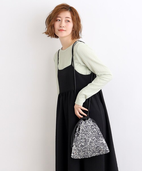 grove(グローブ)の「◆スパンコール巾着ショルダー(ショルダーバッグ・レディース・ネイビー系3/グレー系3/ブラック系3・00)」の8枚目の写真