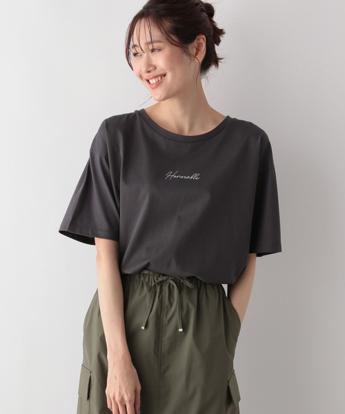 GLOBAL WORK(グローバルワーク)の「リッチクリーンプリントT/987156(Tシャツ/カットソー・レディース・スミクロ/モカ/ホワイト系4/ホワイト系5/ホワイト系6/ホワイト系7/ホワイト系8/ブラック系9/ネイビー系8/チャコール/ブラック系/ホワイト系3/ホワイト系2・MEDIUM/LARGE)」の9枚目の写真