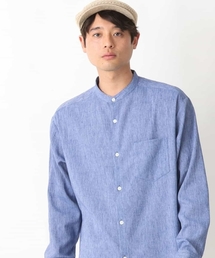 a.v.v（アーヴェヴェ）の「【リネン混】ワッシャーセミワイドバンドカラーシャツ（シャツ/ブラウス・メンズ）」