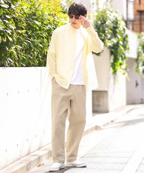 a.v.v(アーヴェヴェ)の「【リネン混】ワッシャーセミワイドバンドカラーシャツ(シャツ/ブラウス・メンズ・ブルー/ライトイエロー・48/46)」の21枚目の写真