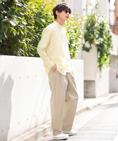 a.v.v(アーヴェヴェ)の「【リネン混】ワッシャーセミワイドバンドカラーシャツ(シャツ/ブラウス・メンズ・ブルー/ライトイエロー・48/46)」の20枚目の写真