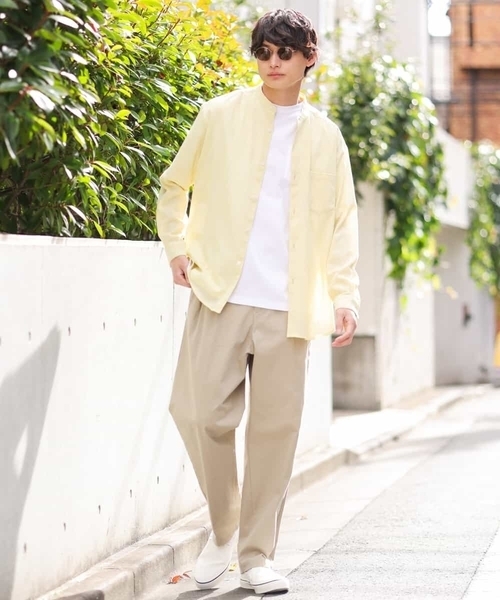 a.v.v(アーヴェヴェ)の「【リネン混】ワッシャーセミワイドバンドカラーシャツ(シャツ/ブラウス・メンズ・ブルー/ライトイエロー・48/46)」の19枚目の写真