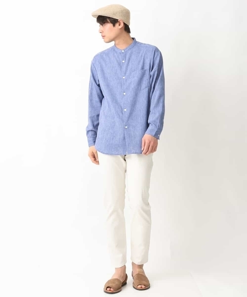 a.v.v(アーヴェヴェ)の「【リネン混】ワッシャーセミワイドバンドカラーシャツ(シャツ/ブラウス・メンズ・ブルー/ライトイエロー・48/46)」の18枚目の写真