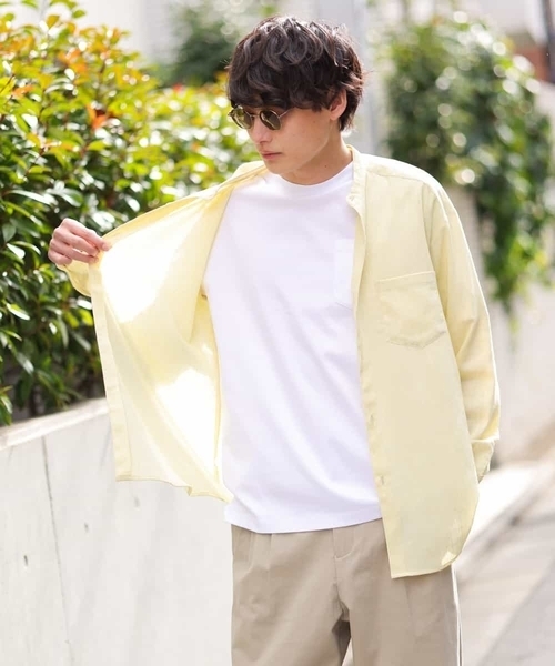 a.v.v(アーヴェヴェ)の「【リネン混】ワッシャーセミワイドバンドカラーシャツ(シャツ/ブラウス・メンズ・ブルー/ライトイエロー・48/46)」の8枚目の写真