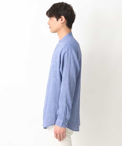 a.v.v(アーヴェヴェ)の「【リネン混】ワッシャーセミワイドバンドカラーシャツ(シャツ/ブラウス・メンズ・ブルー/ライトイエロー・48/46)」の13枚目の写真