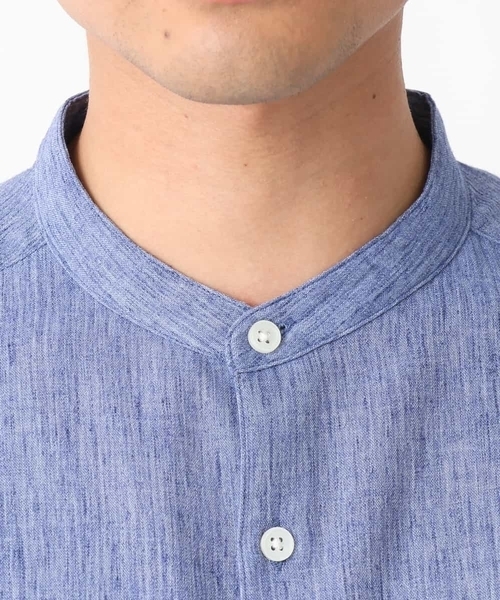 a.v.v(アーヴェヴェ)の「【リネン混】ワッシャーセミワイドバンドカラーシャツ(シャツ/ブラウス・メンズ・ブルー/ライトイエロー・48/46)」の15枚目の写真