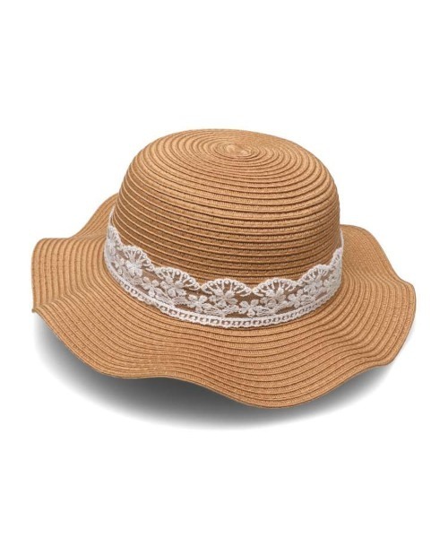 Kids Foret(キッズフォーレ)の「洗えるたためるレース付ひらひらハット・帽子(ハット・キッズ・ベージュ/ピンク/ブラウン・50/52/54/56)」の1枚目の写真