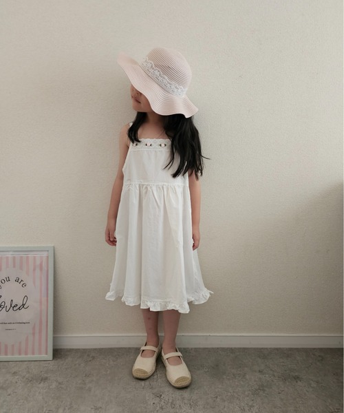 Kids Foret(キッズフォーレ)の「洗えるたためるレース付ひらひらハット・帽子(ハット・キッズ・ベージュ/ピンク/ブラウン・50/52/54/56)」の6枚目の写真