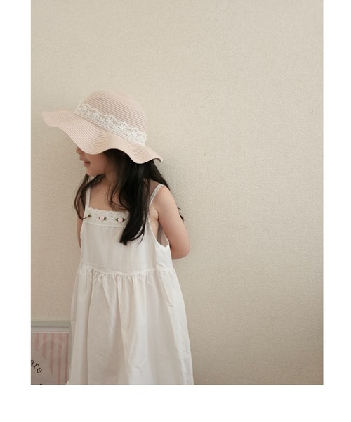Kids Foret(キッズフォーレ)の「洗えるたためるレース付ひらひらハット・帽子(ハット・キッズ・ベージュ/ピンク/ブラウン・50/52/54/56)」の9枚目の写真