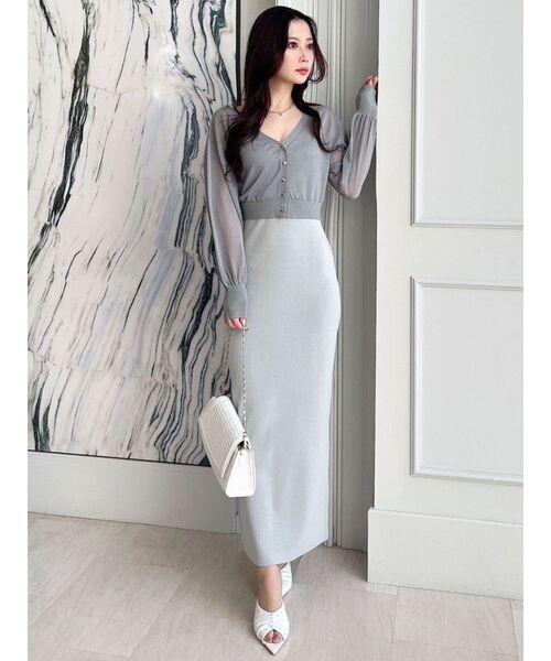 RESEXXY（リゼクシー）の「シアーカーデコンビニットワンピース（ワンピース・レディース・ブルー/ブラック/イエロー・FREE）」の20枚目の写真