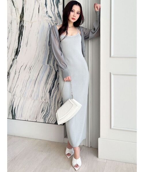 RESEXXY（リゼクシー）の「シアーカーデコンビニットワンピース（ワンピース・レディース・ブルー/ブラック/イエロー・FREE）」の13枚目の写真