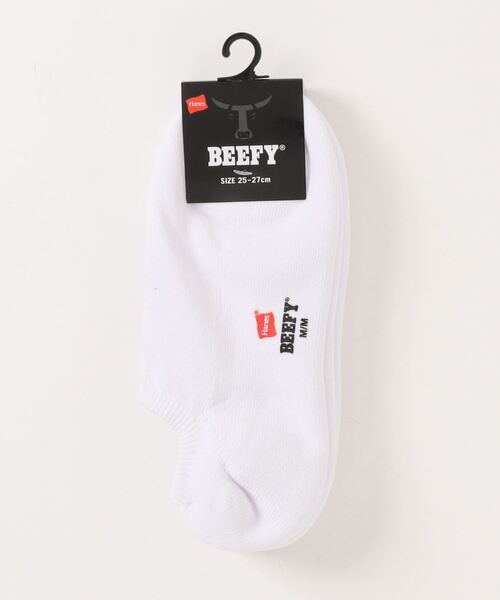 HANES(ヘインズ)の「【HANES/ヘインズ】BEEFYショート丈2Pソックス(ソックス/靴下・メンズ・ブラック/ホワイト・MEDIUM)」の1枚目の写真