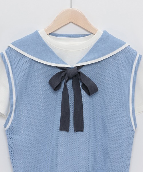 メゾピアノジュニア　メッシュセーラーベスト＆Tシャツセット　140 mezzo piano Junior（メゾピアノジュニア）の「メッシュセーラー