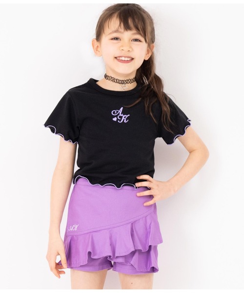 ANAP kids（アナップキッズ）の「チョーカー付シンプルメロートップス（Tシャツ/カットソー・キッズ・ブラック/ホワイト/ラベンダー・110cm/120cm/130cm）」の2枚目の写真