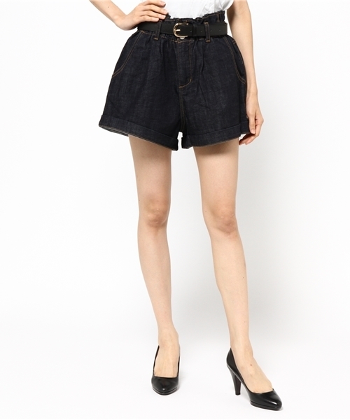 one after another NICE CLAUP（ワンアフターアナザーナイスクラップ）の「【ナイスクラップ】ハイウェストショートパンツ（その他パンツ・レディース・キャメル/カーキ/インディゴブルー・FREE）」の2枚目の写真