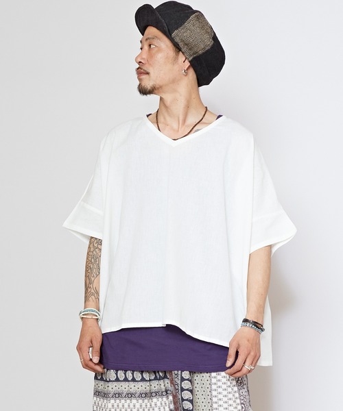 チャイハネ(チャイハネ)の「【チャイハネ】アスタパMEN'Sレイヤードトップス タンクトップ付き(アンサンブル・メンズ・ターコイズブルー/ブラック/カーキ/ホワイト/ホワイト系その他/ベージュ/ダークカーキ/ブラック系その他・FREE)」の3枚目の写真