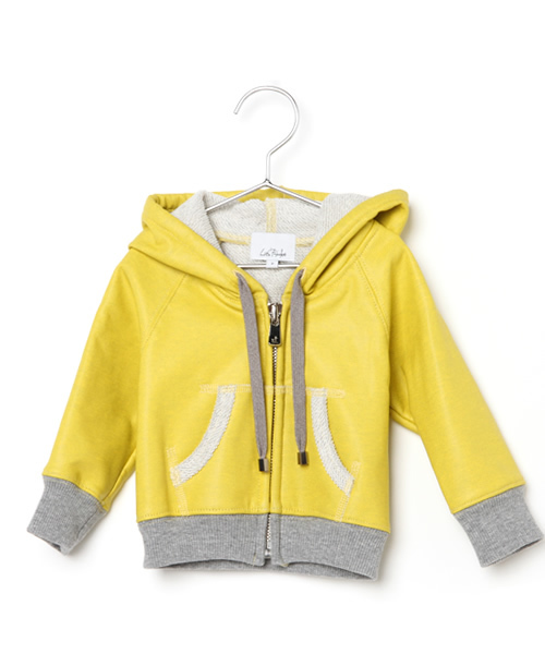 'PalinkA（パリンカ）の「コーティング裏毛パーカー（パーカー・キッズ・グレー/イエロー・6/2/4）」の2枚目の写真