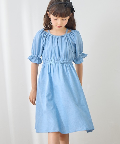 Amourire girl(アムリールガール)の「肩ひもデザイン デニムワンピース(130㎝~160㎝)(ワンピース・キッズ・サックスブルー/ブルー・130cm/140cm/150cm/160cm)」の20枚目の写真