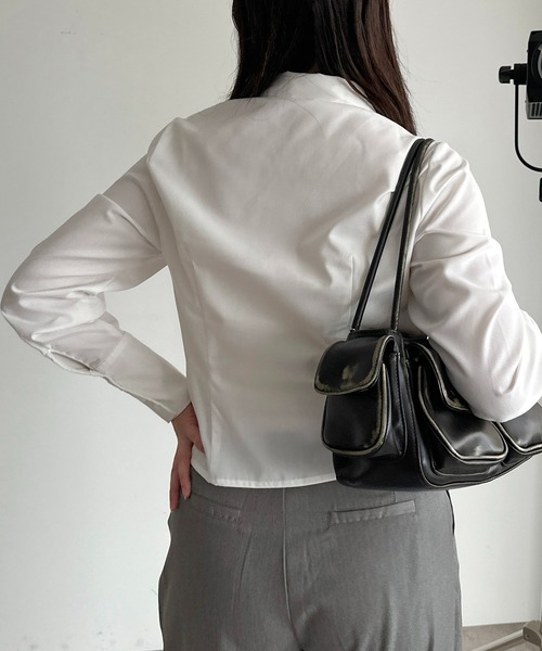 apres jour mignon(アプレジュールミニョン)の「ダブルジップシャツブルゾン【ZOZOTOWN限定アイテム】(シャツ/ブラウス・レディース・ブルー/オフホワイト/グレー・フリー/X-LARGE)」の8枚目の写真