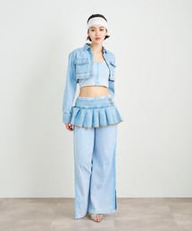 ANNA SUI NYC | ANNA SUI NYC レイヤードデニムスーパーショートプリーツスカート(スカート)