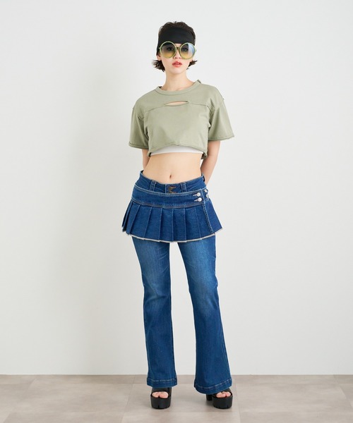 ANNA SUI NYC（アナ スイ エヌ ワイ シー）の「ANNA SUI NYC レイヤードデニムスーパーショートプリーツスカート（スカート・レディース・ブルー/ライトブルー・FREE）」の14枚目の写真