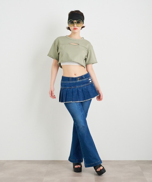 ANNA SUI NYC（アナ スイ エヌ ワイ シー）の「ANNA SUI NYC レイヤードデニムスーパーショートプリーツスカート（スカート・レディース・ブルー/ライトブルー・FREE）」の16枚目の写真