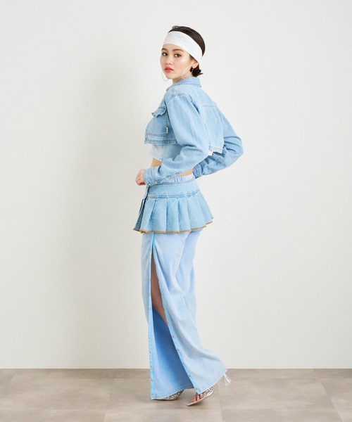 ANNA SUI NYC（アナ スイ エヌ ワイ シー）の「ANNA SUI NYC レイヤードデニムスーパーショートプリーツスカート（スカート・レディース・ブルー/ライトブルー・FREE）」の4枚目の写真