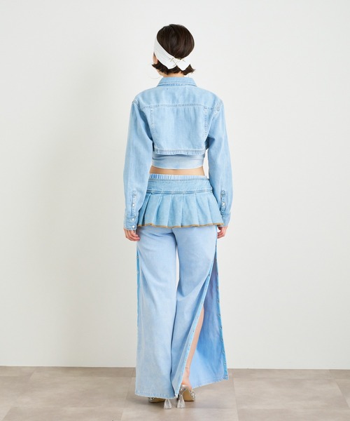 ANNA SUI NYC（アナ スイ エヌ ワイ シー）の「ANNA SUI NYC レイヤードデニムスーパーショートプリーツスカート（スカート・レディース・ブルー/ライトブルー・FREE）」の5枚目の写真