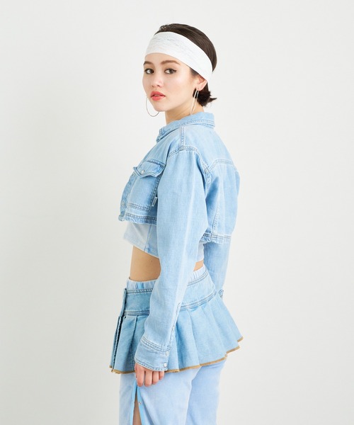 ANNA SUI NYC（アナ スイ エヌ ワイ シー）の「ANNA SUI NYC レイヤードデニムスーパーショートプリーツスカート（スカート・レディース・ブルー/ライトブルー・FREE）」の9枚目の写真